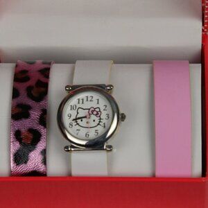 Hello Kitty 3 Interchangeable Bands Watch Set Pink/ White NEW